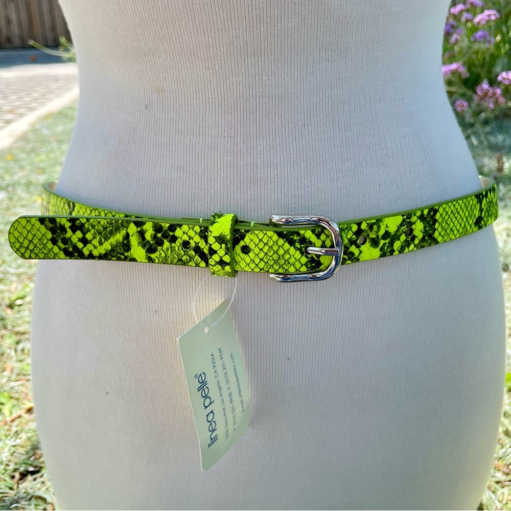 NWT Linea Pelle neon yellow snake skin